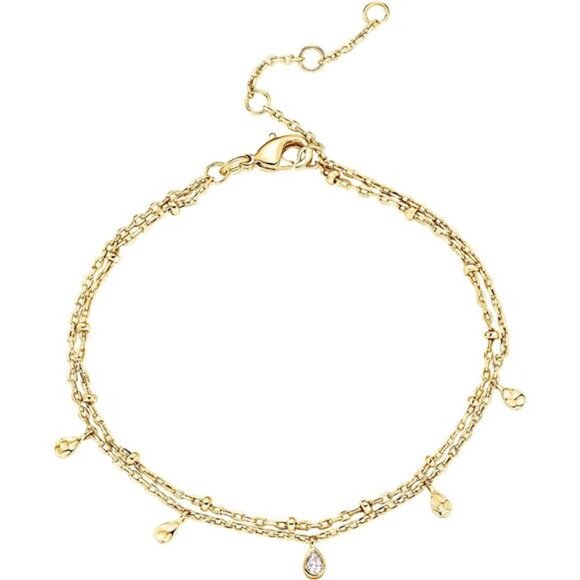 14K Gold Plated Beaded Cuban Cubic Zirconia Simulated Diamond Station Infinity - Picture 1 of 16